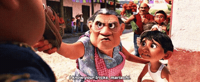 Cartoon Saying I Know Your Tricks Mariachi GIF