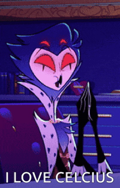Cartoon Saying I Love Celcius In Dark Room GIF