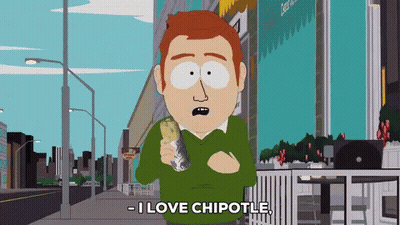 Cartoon Saying I Love Chipotle GIF
