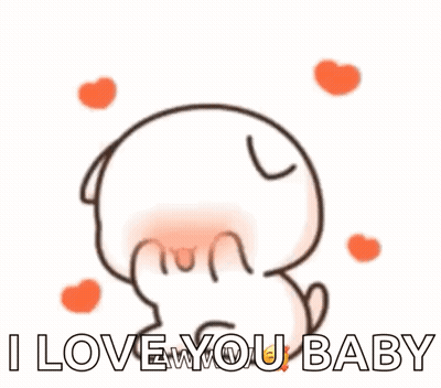 Cartoon Saying I Love You Baby With Hearts GIF