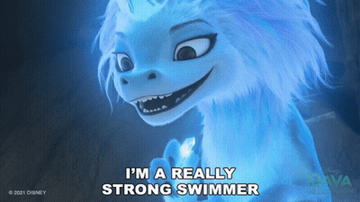Cartoon Saying I'm A Really Strong Swimmer GIF