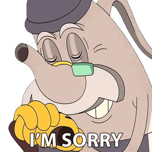 Cartoon Saying I'm Sorry With Hat And Tie Sticker
