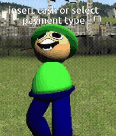 Cartoon Saying Insert Cash Or Select Payment Type GIF