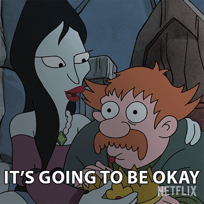 Cartoon Saying It's Going To Be Okay Man And Woman GIF