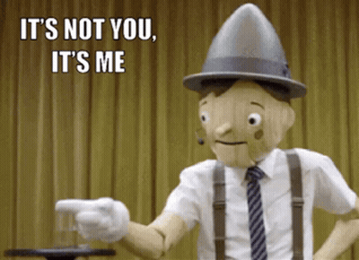 Cartoon Saying It's Not You It's Me While Pointing GIF