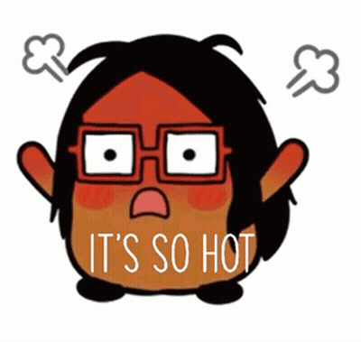 Cartoon Saying It's So Hot With Steam GIF