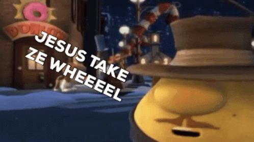 Cartoon Saying Jesus Take Ze Wheel GIF