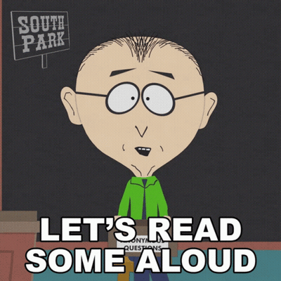 Cartoon Saying Let's Read Aloud