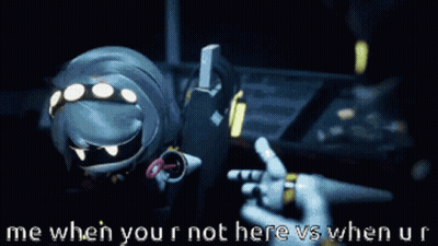 Cartoon Saying Me When You're Not Here Vs You Are GIF