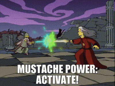 Cartoon Saying Mustache Power Activate GIF