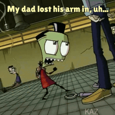 Cartoon Saying My Dad Lost His Arm In Uh GIF