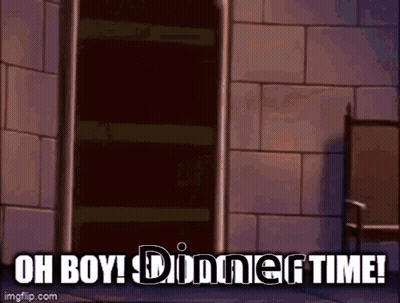 Cartoon Saying Oh Boy! Dinner Time GIF