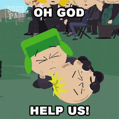Cartoon Saying Oh God Help Us In Black GIF
