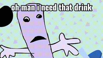 Cartoon Saying Oh Man I Need That Drink Holding Cup GIF