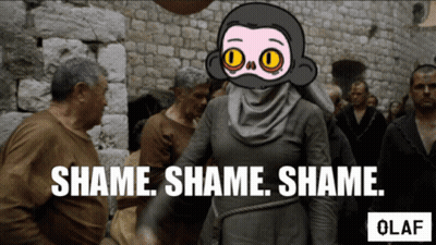 Cartoon Saying Shame Shame Shame To Group GIF