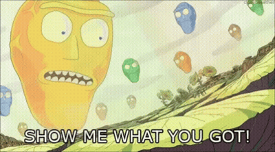 Cartoon Saying Show Me What You Got With Skulls GIF