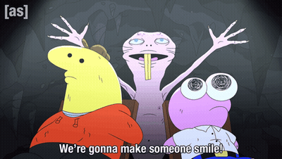 Cartoon Saying We're Gonna Make Someone Smile GIF