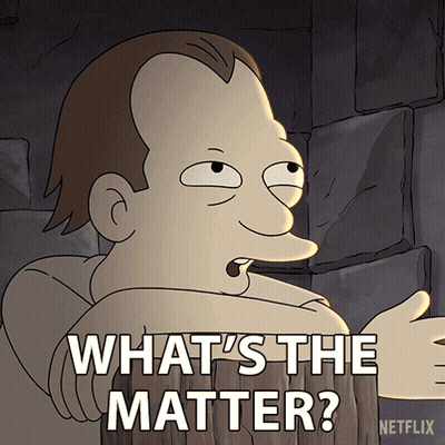 Cartoon Saying What's The Matter In Front Of Stone Wall GIF