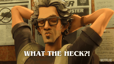 Cartoon Saying What The Heck In Front Of Poster GIF