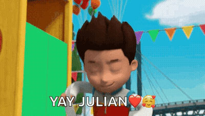 Cartoon Saying Yay Julian With Heart GIF