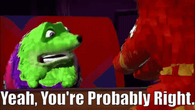 Cartoon Saying Yeah You're Probably Right Green Purple Character GIF