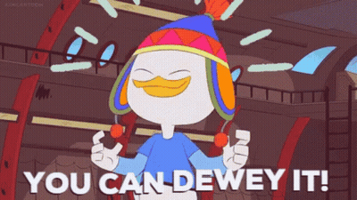 Cartoon Saying You Can Dewey It Holding Two Lollipops GIF