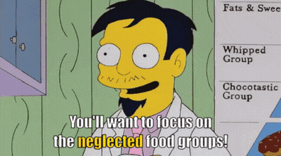 Cartoon Saying You'll Want To Focus On Neglected Food Groups GIF