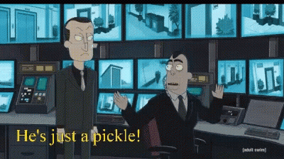 Cartoon Says He's Just A Pickle On The Bottom GIF