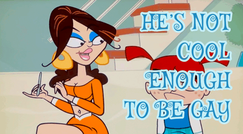 Cartoon Says He's Not Cool Enough To Be Gay In Blue GIF