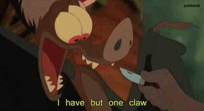 Cartoon Says I Have But One Claw While Person Holds Knife GIF