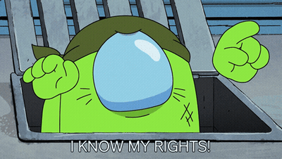 Cartoon Says I Know My Rights In Trash Can GIF