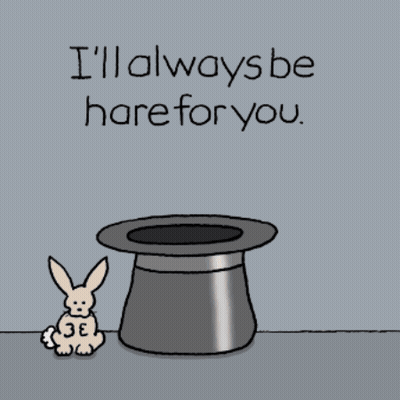 Cartoon Says I'll Always Be Here For You With Two Rabbits And Cat GIF