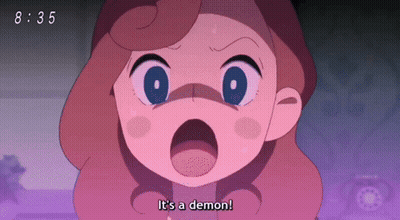 Cartoon Says It's A Demon On Purple Background GIF