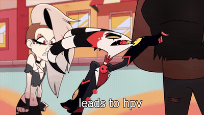 Cartoon Says Leads To HPV Next To Woman GIF
