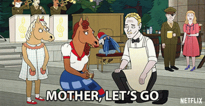 Cartoon Says Mother Let's Go With Man Kneeling Down GIF