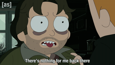 Cartoon Says There's Nothing For Me Back There In Dark Room GIF
