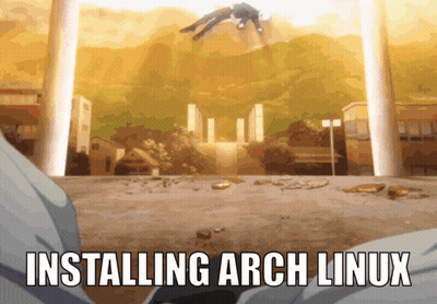 Cartoon Scene Installing Arch Linux GIF