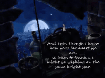 Cartoon Scene Saying And Even Though I Know How Very Far Apart We Are It Helps To Think We Might Be Wishing On GIF
