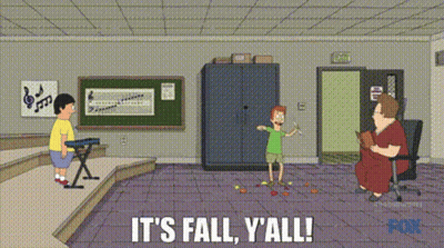 Cartoon Scene Saying It's Fall Y'all GIF