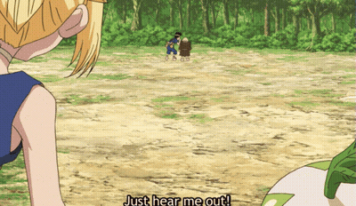 Cartoon Scene Saying Just Hear Me Out GIF