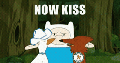 Cartoon Scene Saying Now Kiss GIF