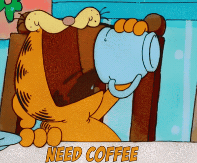 Cartoon Seagull Standing On Post Saying Coffee Please GIF