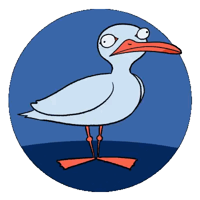 Cartoon Seagull With Red Beak Sticker