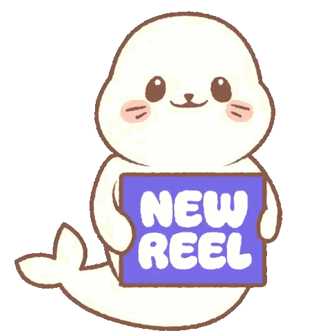 Cartoon Seal Holding New Reel Sign Sticker