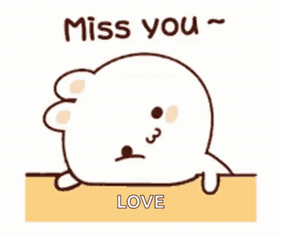 Cartoon Seal Laying On Table Saying Miss You Love GIF