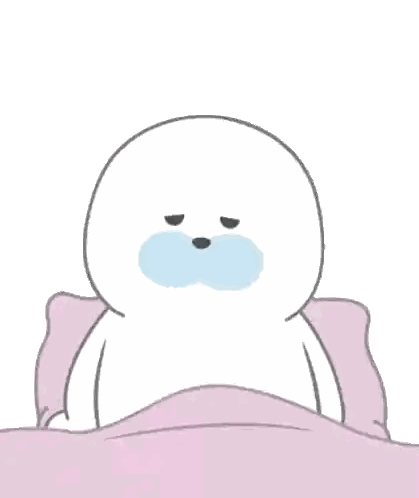 Cartoon Seal Lying In Bed With Pink Pillow Sticker