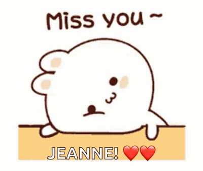 Cartoon Seal Saying Miss You Jeanne Two Hearts GIF