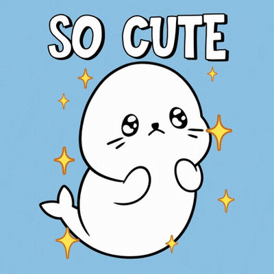 Cartoon Seal Saying So Cute GIF