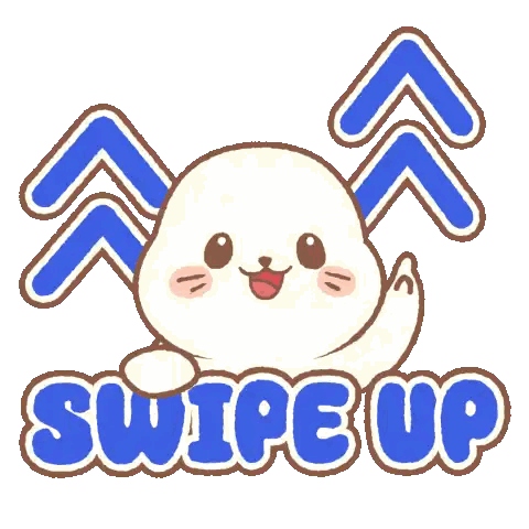 Cartoon Seal Saying Swipe Up Sticker