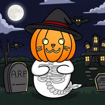 Cartoon Seal With Pumpkin Head And Hat GIF